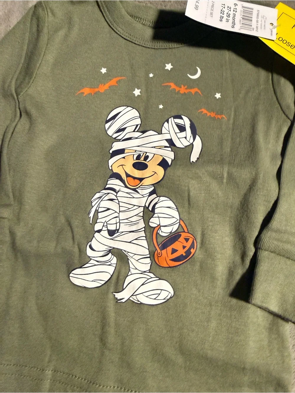 GAP Olive Green and Navy Blue Mickey Halloween Pajama Set